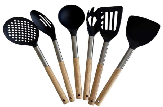 SET DE 6 UTENSILIOS DE NYLON C/MANGO MADERA BENABI