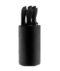 SET DE 4 CUCHILLOS LÍNEA BASIC INOX C/ANTIADHERENTE NEGRO Y HOLDER