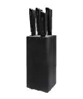 SET DE 4 CUCHILLOS LÍNEA DESIGN HUECO INOX C/ANTIADHERENTE NEGRO Y HOLDER