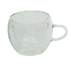 SET DE 2 VASOS DOBLE PARED DE VIDRIO CON ASA 150 ML