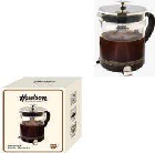 CAFETERA DE VIDRIO Y AC. INOX. C/ÉMBOLO TIPO PRENSA FRANCESA 600 ML
