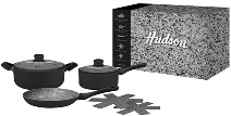SET GRANITO NEGRO 7 PIEZAS (POT MAT X2) (NUEVO)