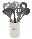 SET DE SEIS UTENSILIOS DE NYLON CON HOLDER PLÁSTICO