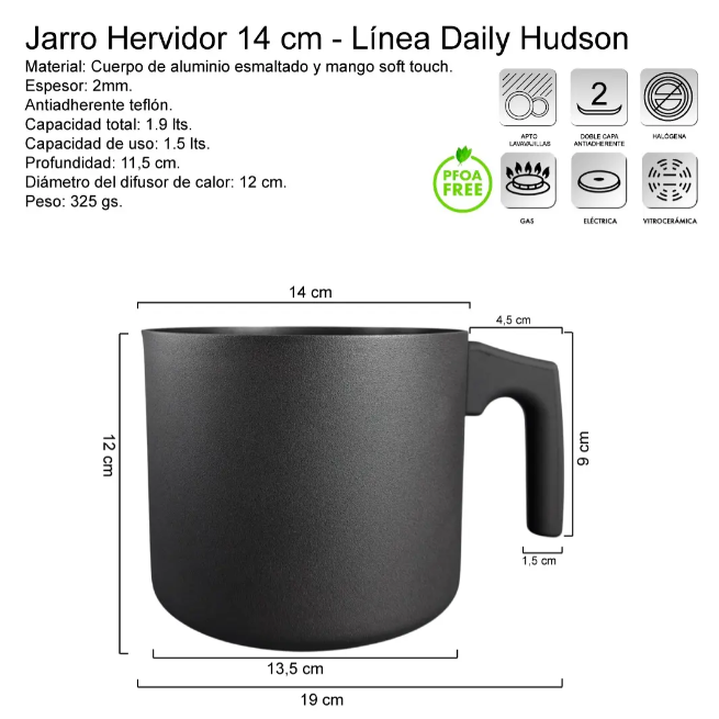 JARRO HERVIDOR ALUMINIO C/ANTIADHERENTE 14CM - foto 2