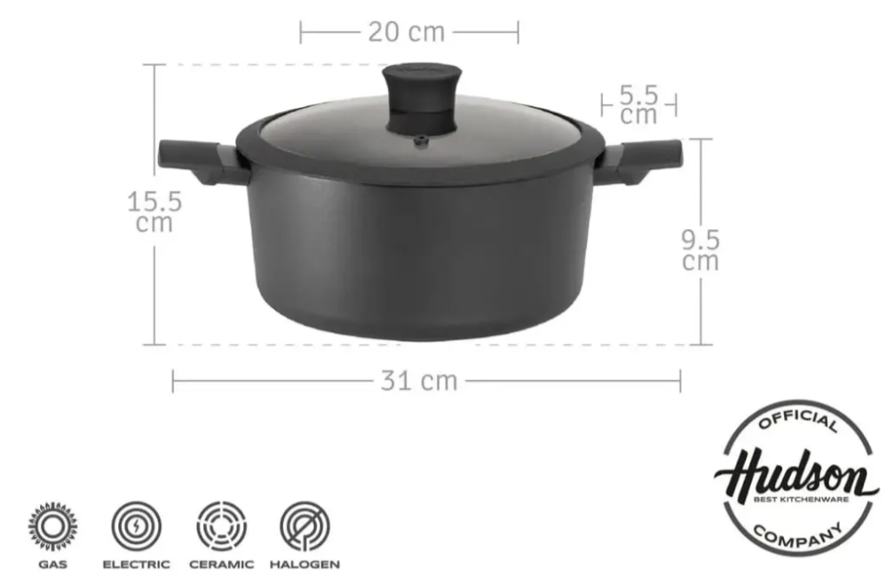 CACEROLA ALUMINIO C/ANTIADHERENTE Y TAPA CRISTAL 20CM - foto 3