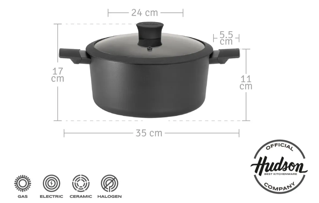 CACEROLA ALUMINIO C/ANTIADHERENTE Y TAPA CRISTAL 24CM - foto 3