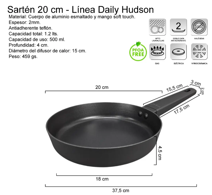 SARTÉN DE ALUMINIO C/ANTIADHERENTE 20CM - foto 2