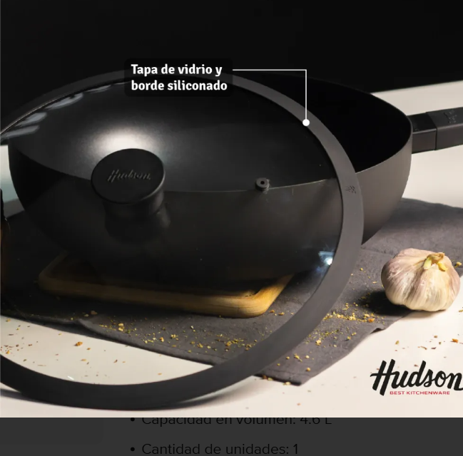 WOK ALUMINIO C/ANTIADHERENTE Y TAPA CRISTAL 28CM - foto 3