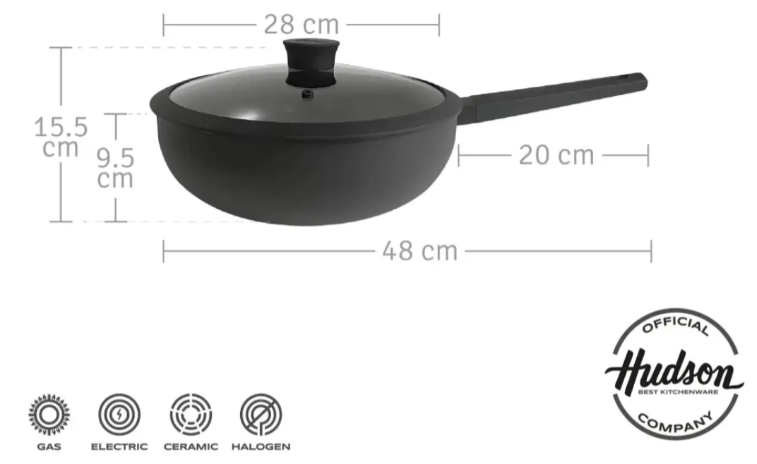 WOK ALUMINIO C/ANTIADHERENTE Y TAPA CRISTAL 28CM - foto 2