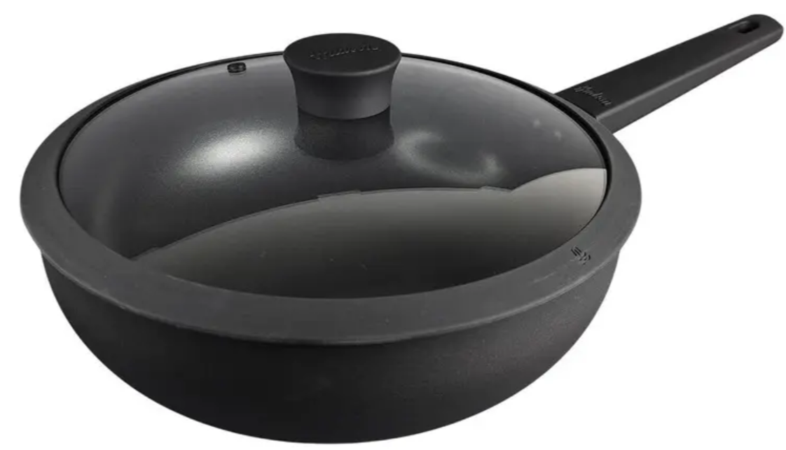 WOK ALUMINIO C/ANTIADHERENTE Y TAPA CRISTAL 32CM