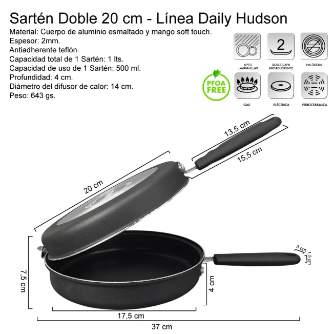 SARTÉN DOBLE DE ALUMINIO C/ANTIADHERENTE 20CM - foto 6