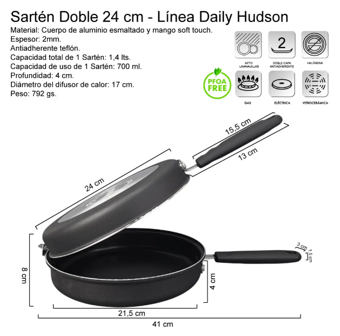 SARTÉN DOBLE DE ALUMINIO C/ANTIADHERENTE 24CM (NUEVO) - foto 6