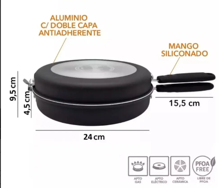 SARTÉN DOBLE DE ALUMINIO C/ANTIADHERENTE 24CM (NUEVO) - foto 4