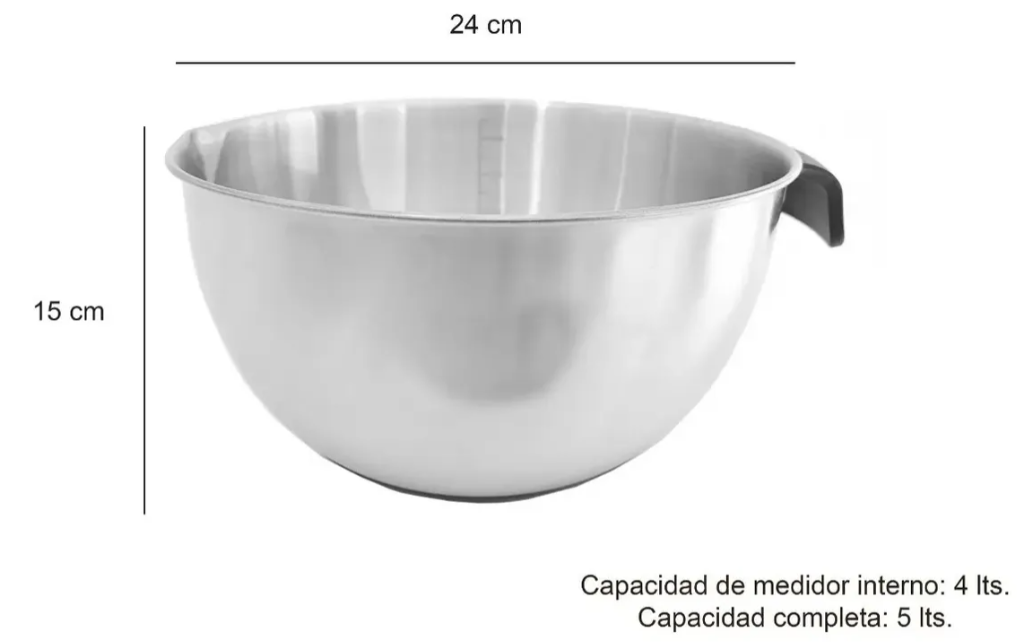 BOWL BATIDOR ESCALA INTERIOR MANGO Y BASE SILICONA 24CM - foto 3