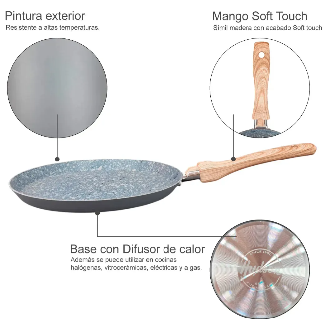 PANQUEQUERA DE ALUMINIO C/ANTIADHERENTE GRANITO DE 22CM - foto 2