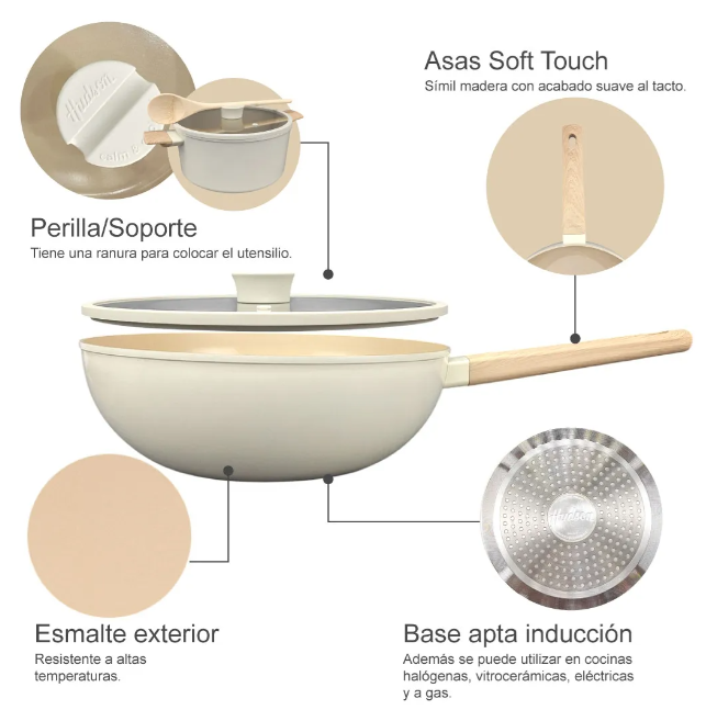 WOK CON TAPA DE ALUMINIO FORJADO 28 CM ANTIADHERENTE HARMONY - foto 6