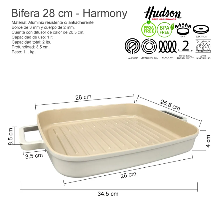 BIFERA ALUMINIO FORJADO 28 x 25 CM ANTIADHERENTE HARMONY - foto 2