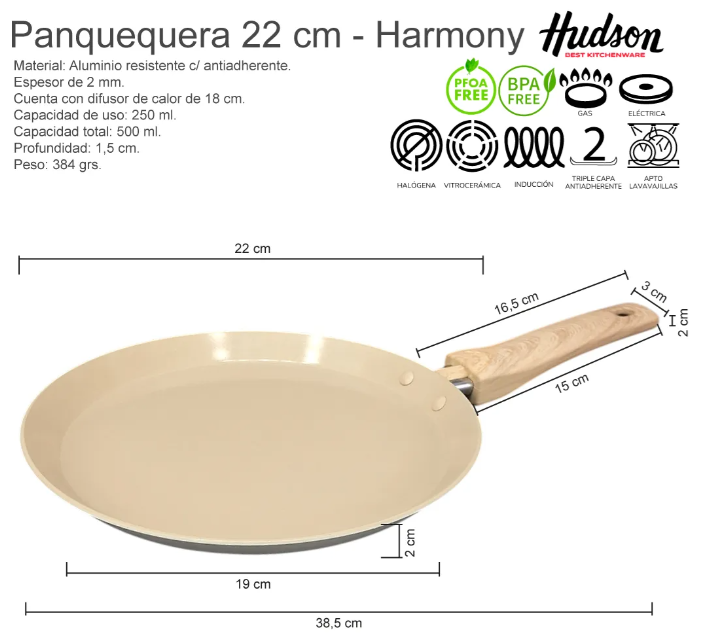 PANQUEQUERA DE ALUMINIO 22 CM ANTIADHERENTE EFECTO HARMONY GRIS - foto 2