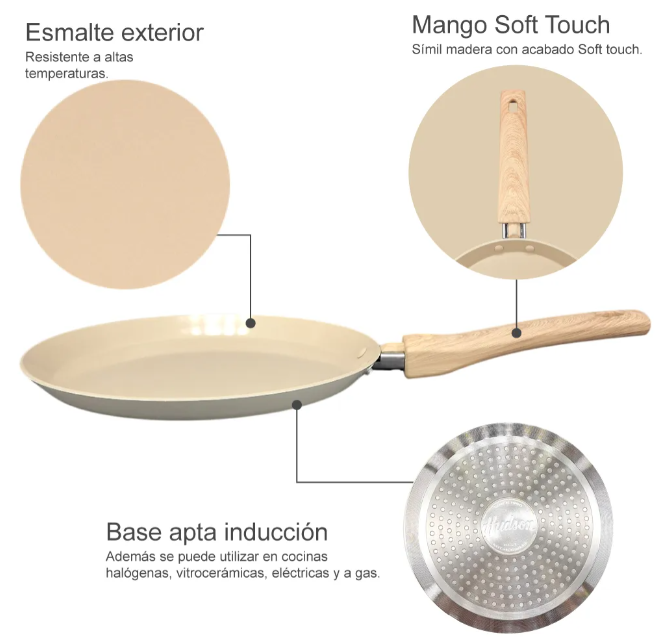 PANQUEQUERA DE ALUMINIO 22 CM ANTIADHERENTE EFECTO HARMONY GRIS - foto 3