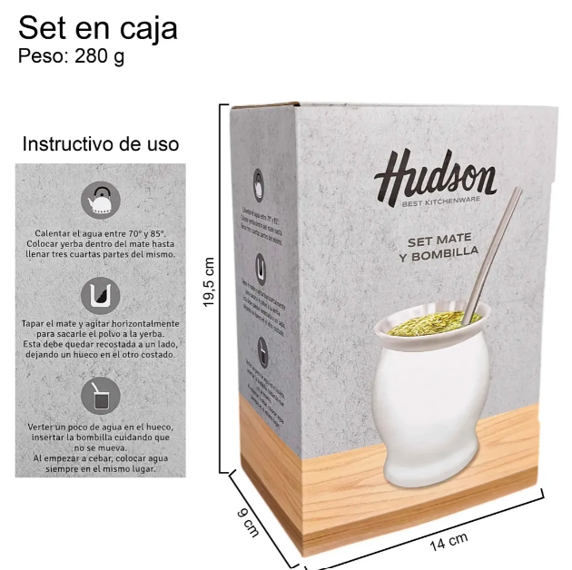 SET MATE ACERO INOX CON BOMBILLA COPA BLANCO (NUEVO) - foto 5