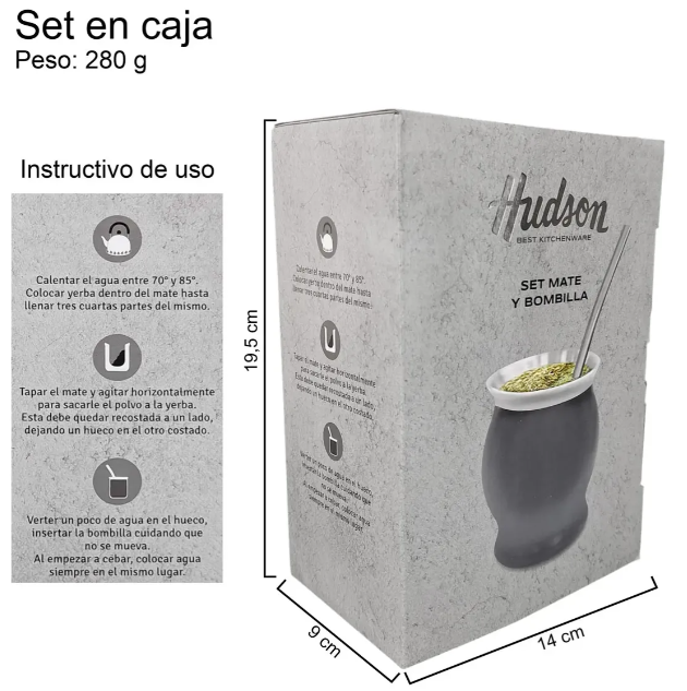 SET MATE ACERO INOX CON BOMBILLA COPA GRIS (NUEVO) - foto 5