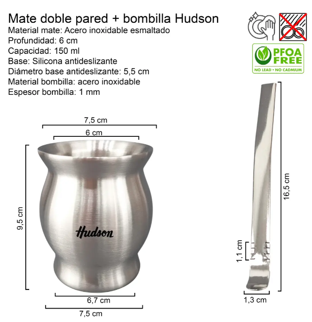 SET MATE ACERO INOX CON BOMBILLA COPA PULIDO (NUEVO) - foto 2