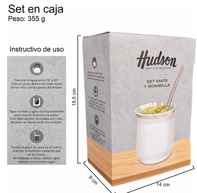 SET MATE ACERO INOX CON BOMBILLA VASO BLANCO (NUEVO) - foto 5