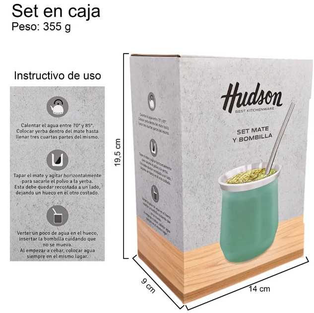 SET MATE ACERO INOX CON BOMBILLA VASO VERDE (NUEVO) - foto 4
