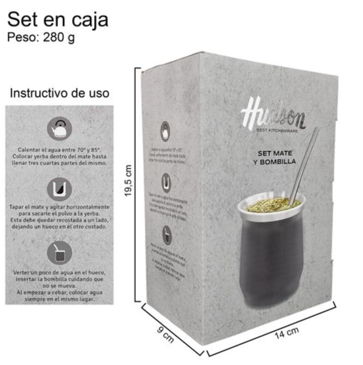 SET MATE ACERO INOX CON BOMBILLA VASO GRIS (NUEVO) - foto 5