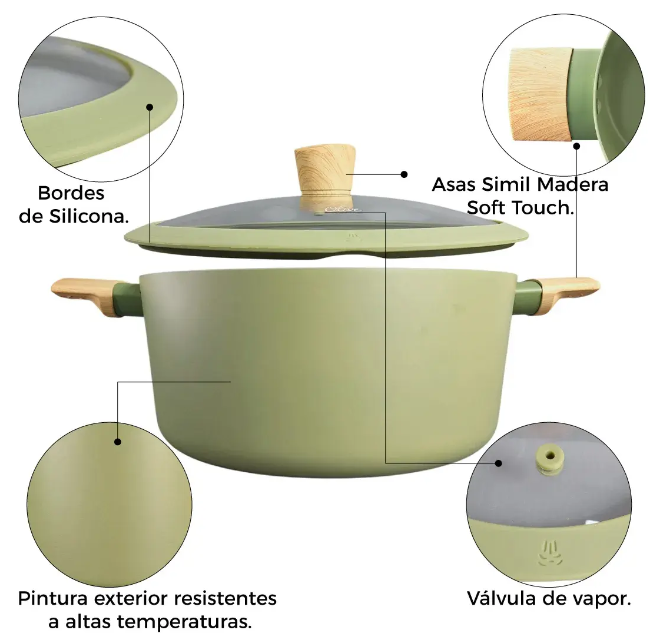 CACEROLA DE ALUMINIO C/ANTIADHERENTE OLIVE DE 20CM - foto 6
