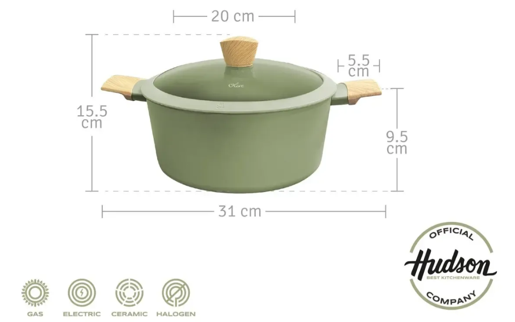 CACEROLA DE ALUMINIO C/ANTIADHERENTE OLIVE DE 20CM - foto 2