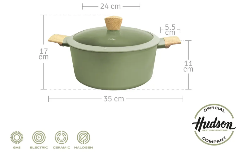 CACEROLA DE ALUMINIO C/ANTIADHERENTE OLIVE DE 24CM - foto 2
