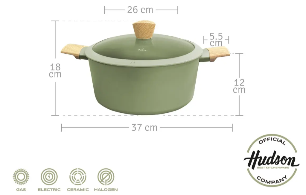 CACEROLA DE ALUMINIO C/ANTIADHERENTE OLIVE DE 26CM - foto 2
