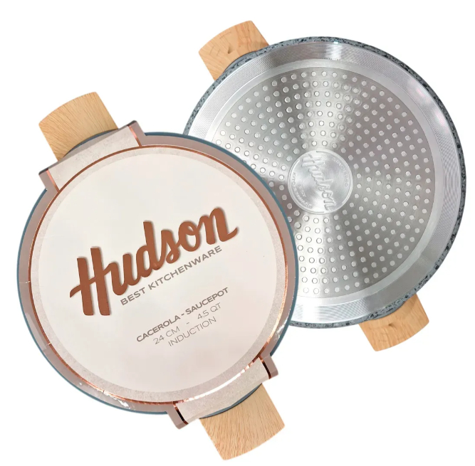 CACEROLA DE ALUMINIO FORJADO 24 CM ANTIADHERENTE GRANITO Y TAPA DE CRISTAL - foto 4