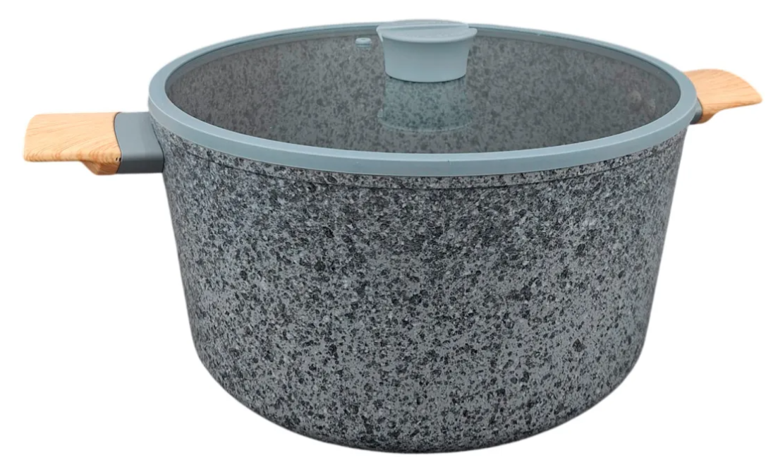 CACEROLA DE ALUMINIO FORJADO 28 CM ANTIADHERENTE GRANITO Y TAPA DE CRISTAL - foto 4
