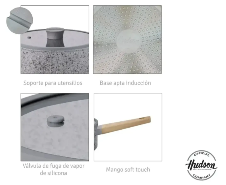 WOK CON TAPA DE ALUMINIO FORJADO 28 CM ANTIADHERENTE GRANITO - foto 5