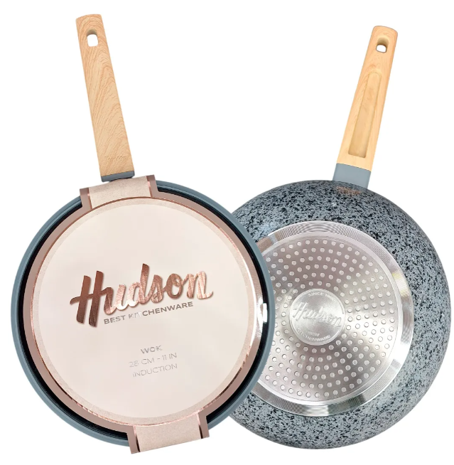 WOK CON TAPA DE ALUMINIO FORJADO 28 CM ANTIADHERENTE GRANITO - foto 4