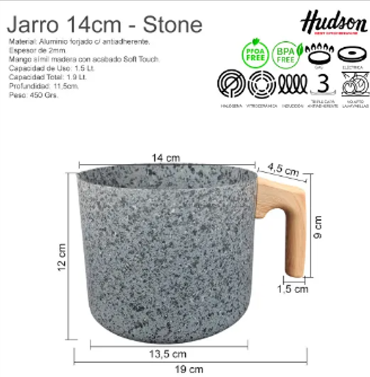 JARRO HERVIDOR DE ALUMINIO 14 CM ANTIADHERENTE GRANITO - foto 2