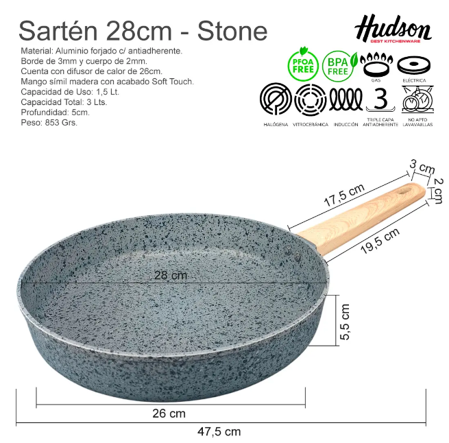 SARTÉN ALUMINIO FORJADO 28 CM ANTIADHERENTE GRANITO - foto 2