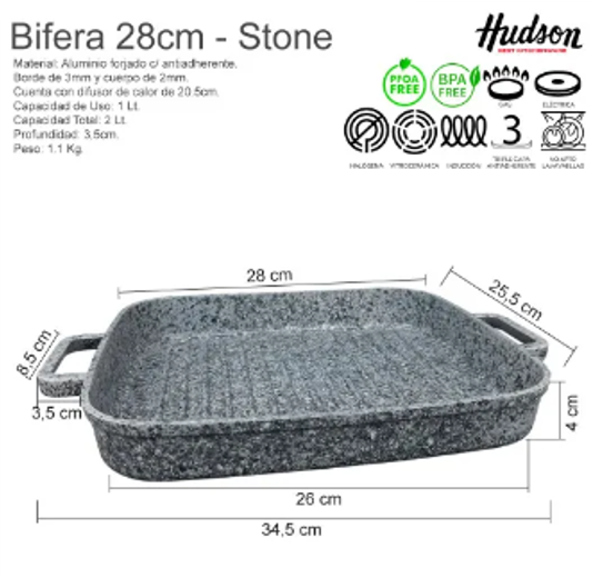 BIFERA ALUMINIO FORJADO 28 x 25 CM ANTIADHERENTE GRANITO - foto 2