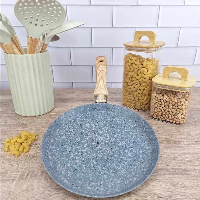 PANQUEQUERA DE ALUMINIO 22 CM ANTIADHERENTE EFECTO GRANITO GRIS